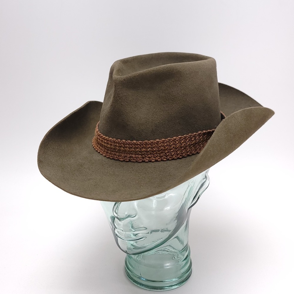Vintage Resistol XDoubleX Self Conforming Western Cowboy Hat Size 7 Moss Green‎